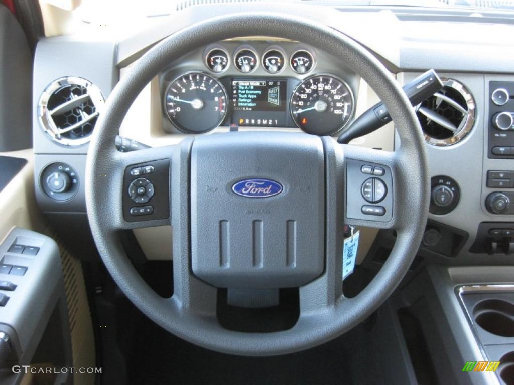 2011 Ford F250 Super Duty XLT Crew Cab 4x4 Adobe Beige Steering Wheel Photo #37895592