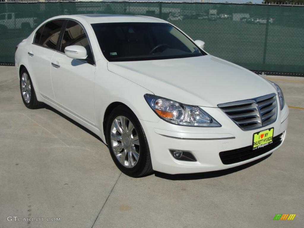 2009 Genesis 3.8 Sedan - White Satin Pearl / Beige photo #1