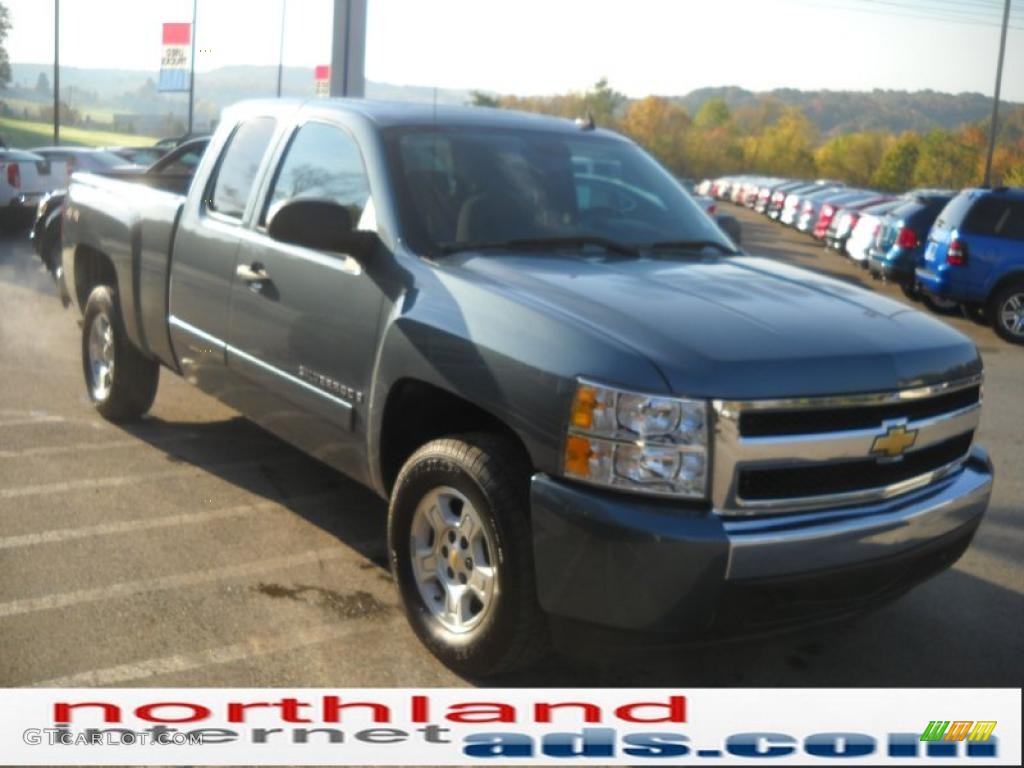 2008 Silverado 1500 LT Extended Cab 4x4 - Blue Granite Metallic / Ebony photo #4