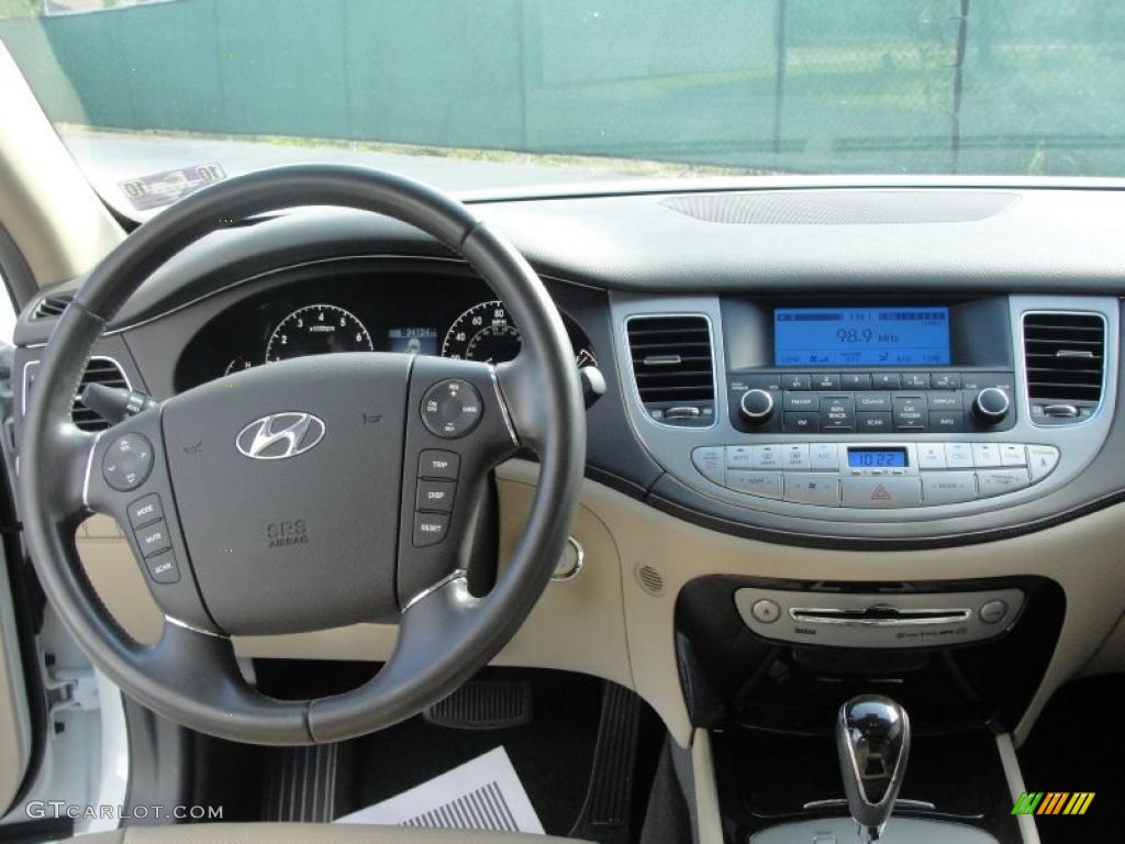 2009 Hyundai Genesis 3.8 Sedan Beige Dashboard Photo #37897763