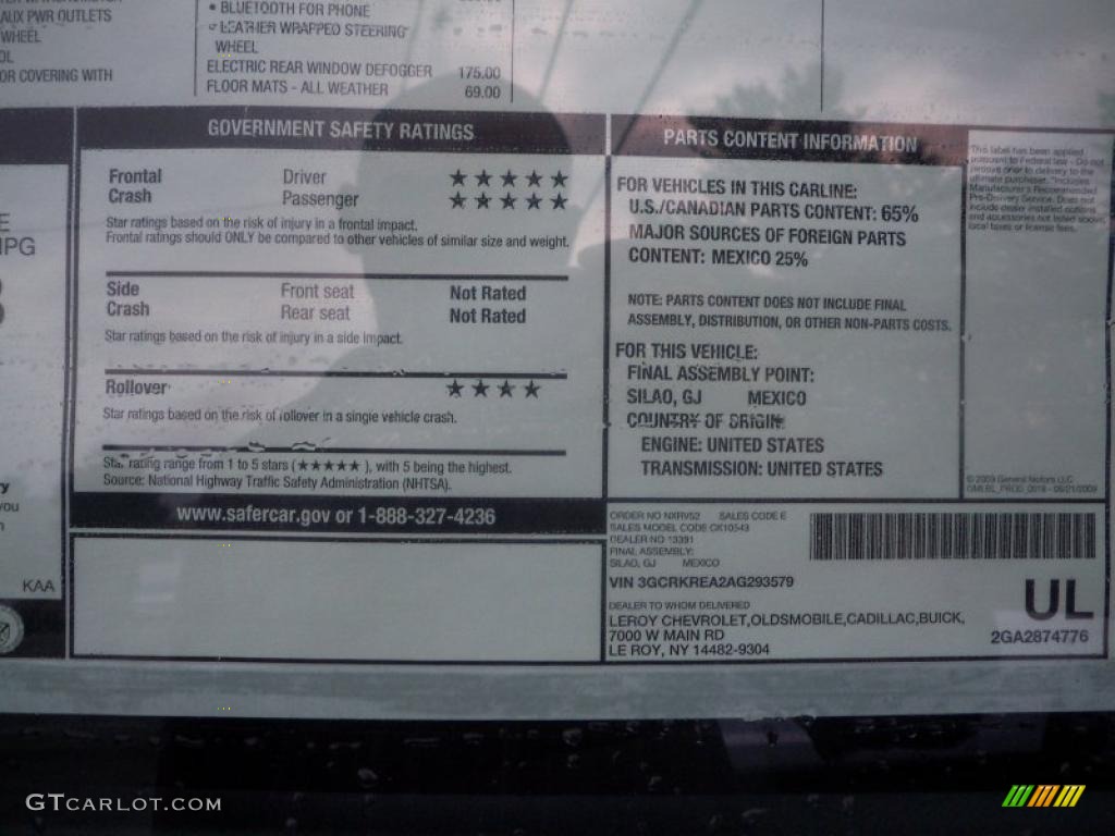 2010 Chevrolet Silverado 1500 LS Crew Cab 4x4 Window Sticker Photo #37901087