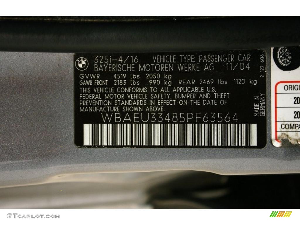 2005 BMW 3 Series 325xi Sedan Info Tag Photos