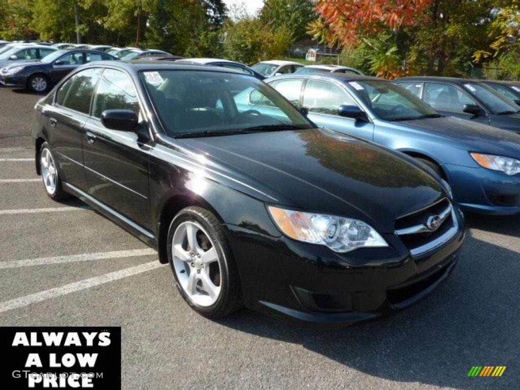 2009 Legacy 2.5i Sedan - Obsidian Black Pearl / Off Black photo #1