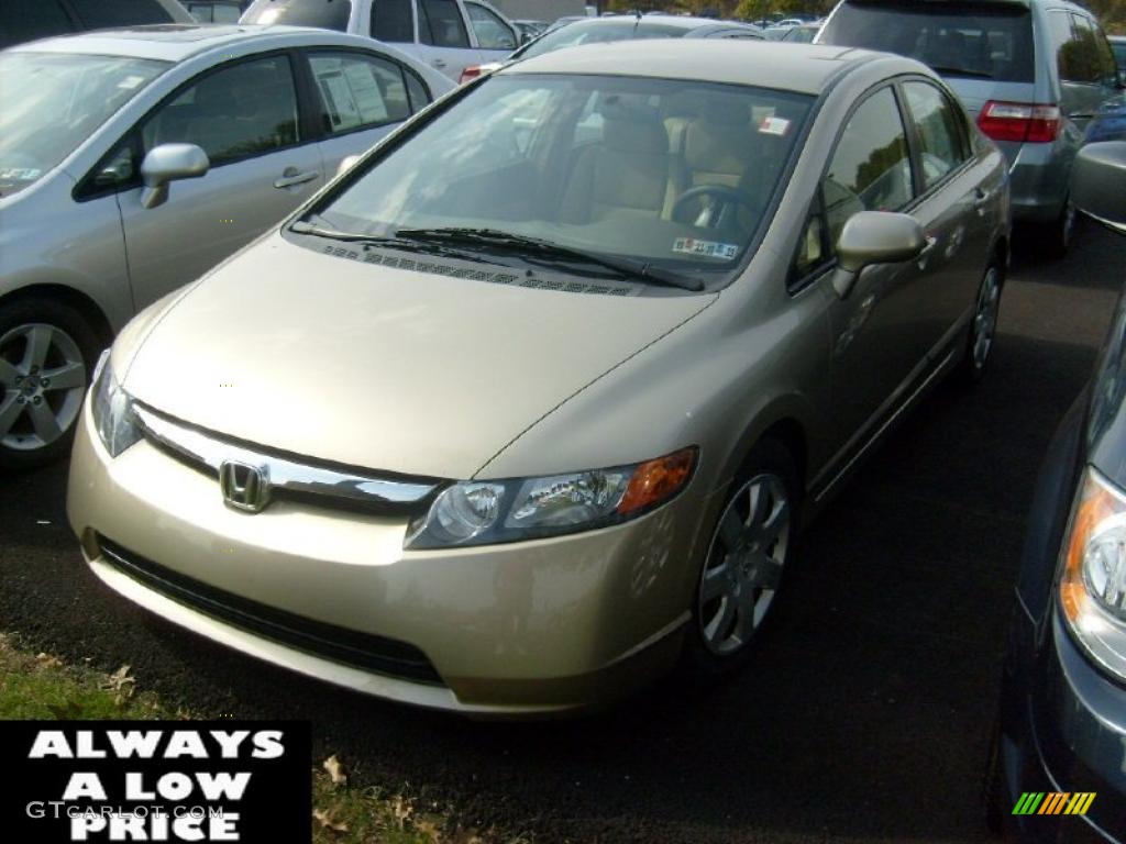 2008 Civic LX Sedan - Borrego Beige Metallic / Ivory photo #2