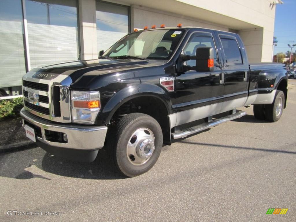 2008 F350 Super Duty Lariat Crew Cab 4x4 Dually - Black / Medium Stone photo #1