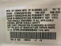 NH578: Taffeta White 2011 Honda Odyssey EX-L Color Code
