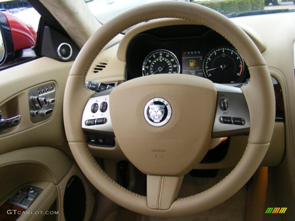 2010 Jaguar XK XK Coupe Caramel Steering Wheel Photo #37915618