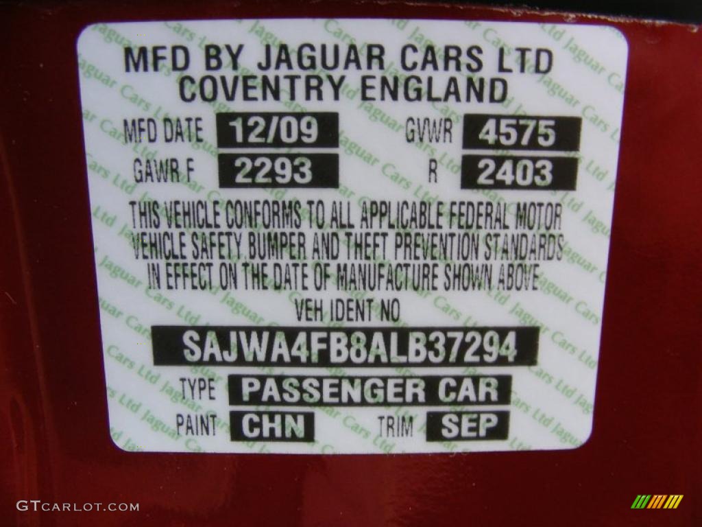 2010 XK Color Code CHN for Claret Red Metallic Photo #37915874