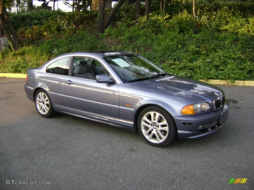 2001 3 Series 330i Coupe - Steel Blue Metallic / Grey photo #3