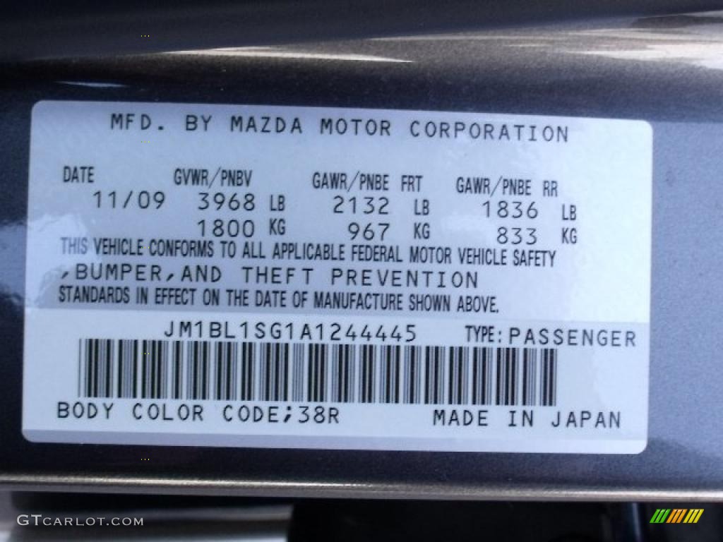 2010 MAZDA3 Color Code 38R for Graphite Mica Photo #37921250