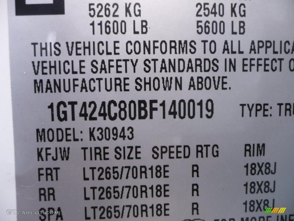 2011 GMC Sierra 3500HD SLT Crew Cab 4x4 Info Tag Photo #37923126