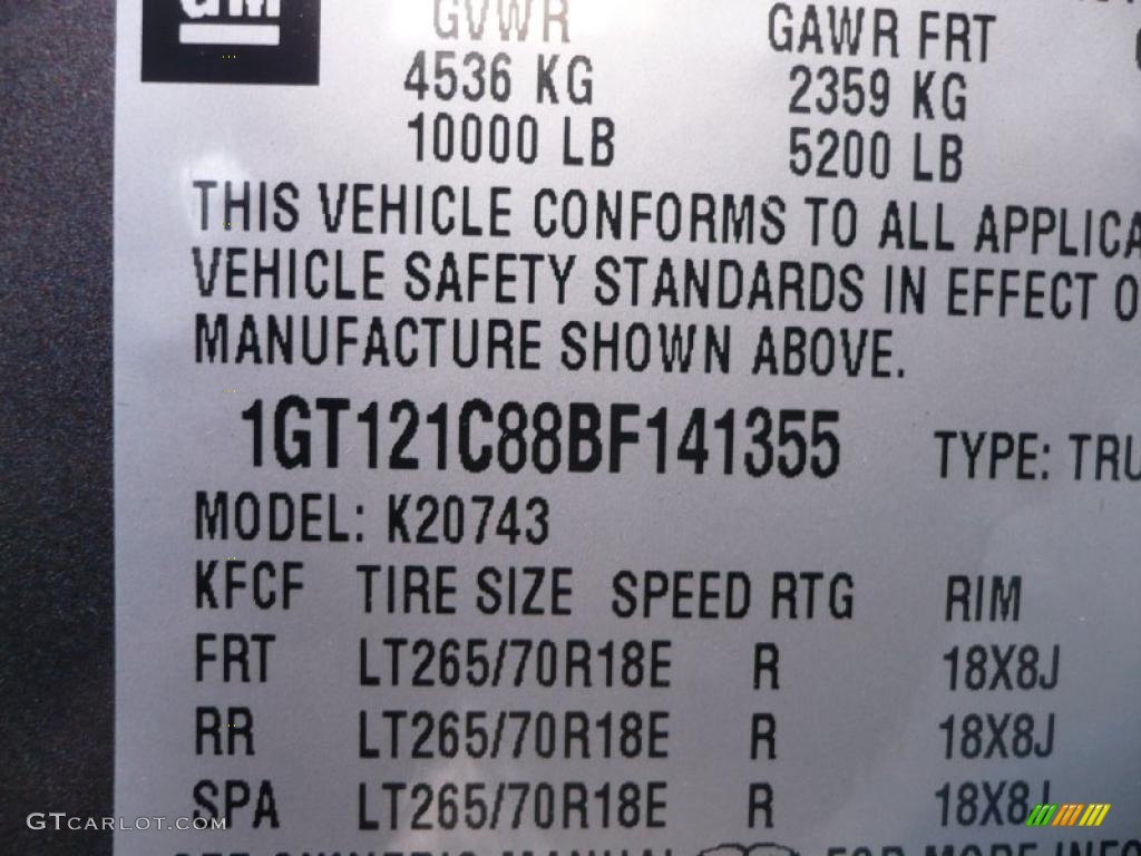 2011 GMC Sierra 2500HD SLT Crew Cab 4x4 Info Tag Photo #37923278
