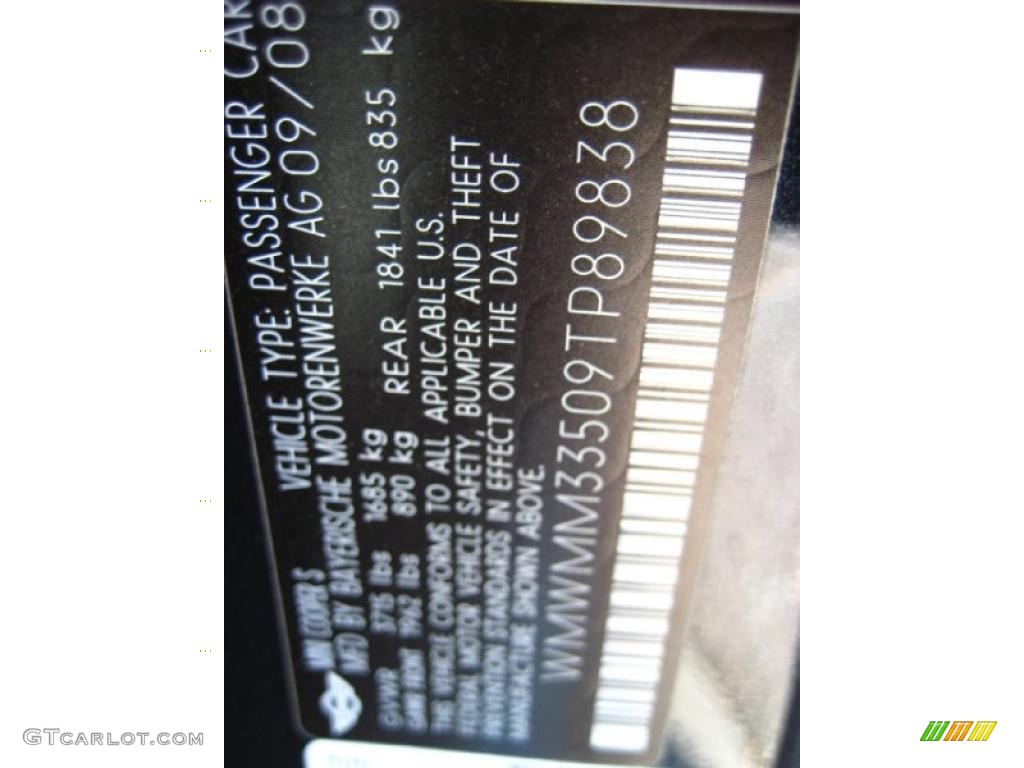 2009 Mini Cooper S Clubman Info Tag Photos