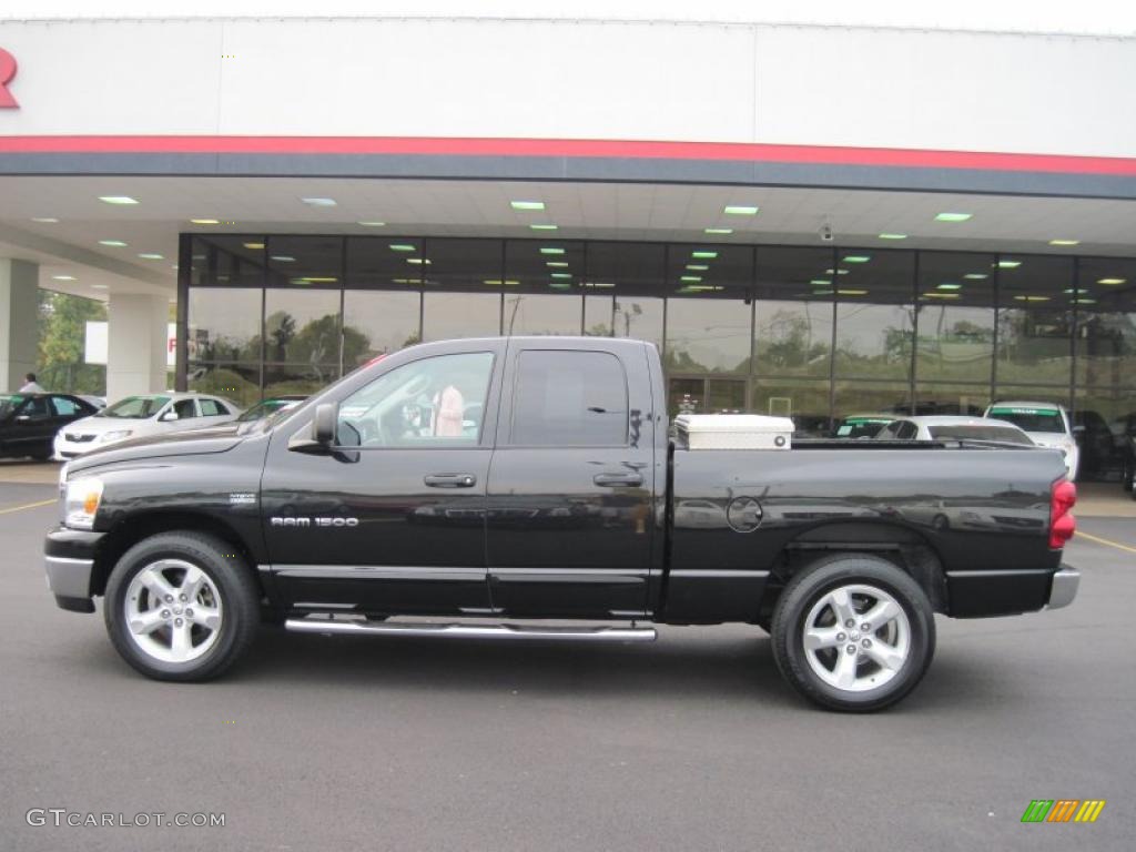 2007 Ram 1500 SLT Quad Cab - Black / Medium Slate Gray photo #2