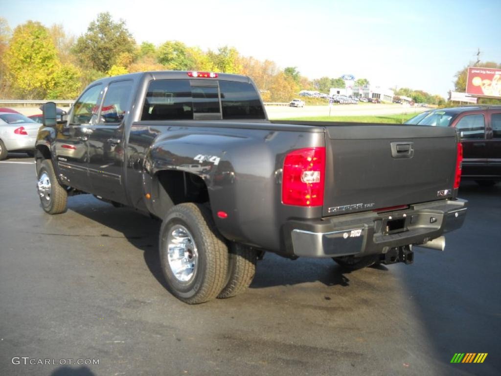 2011 Sierra 3500HD SLT Crew Cab 4x4 Dually - Storm Gray Metallic / Ebony photo #5