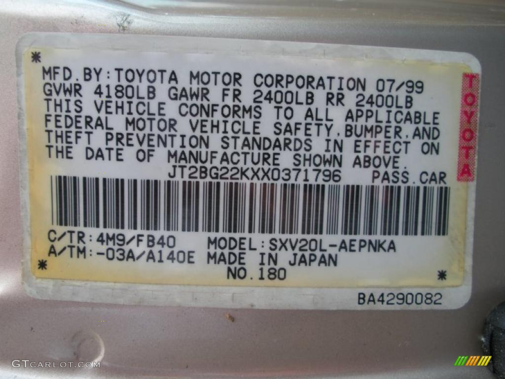 1999 Camry Color Code 4M9 for Cashmere Beige Metallic Photo #37928170