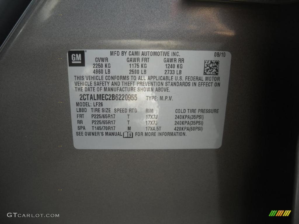 2011 GMC Terrain SLT AWD Info Tag Photo #37928174