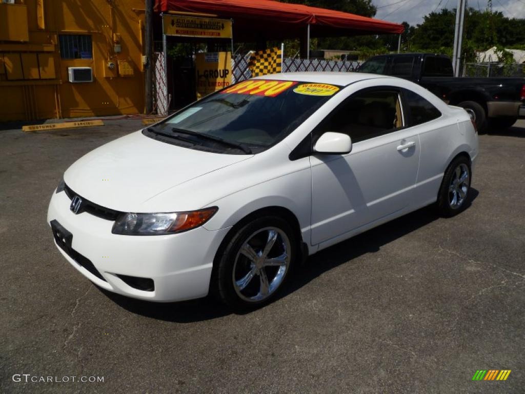 2007 Civic LX Coupe - Taffeta White / Ivory photo #3