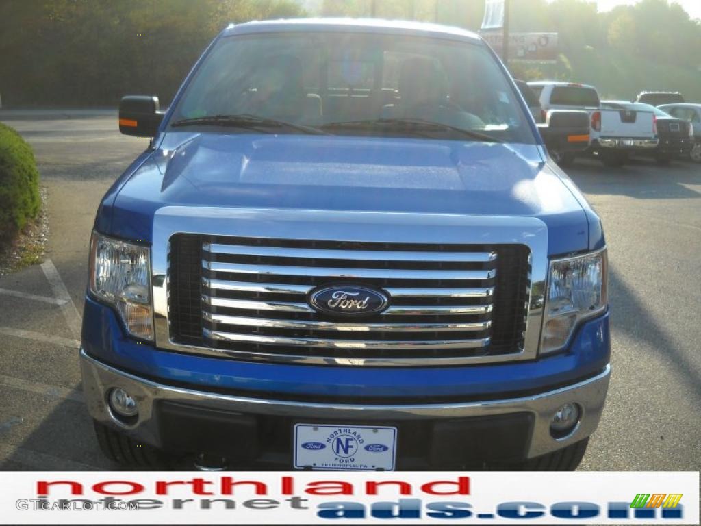 2010 F150 XLT SuperCab 4x4 - Blue Flame Metallic / Medium Stone photo #3