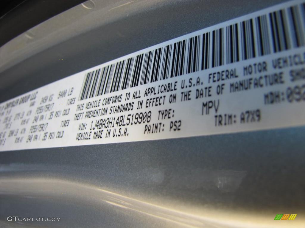 2011 Wrangler Unlimited Color Code PS2 for Bright Silver Metallic Photo #37933790