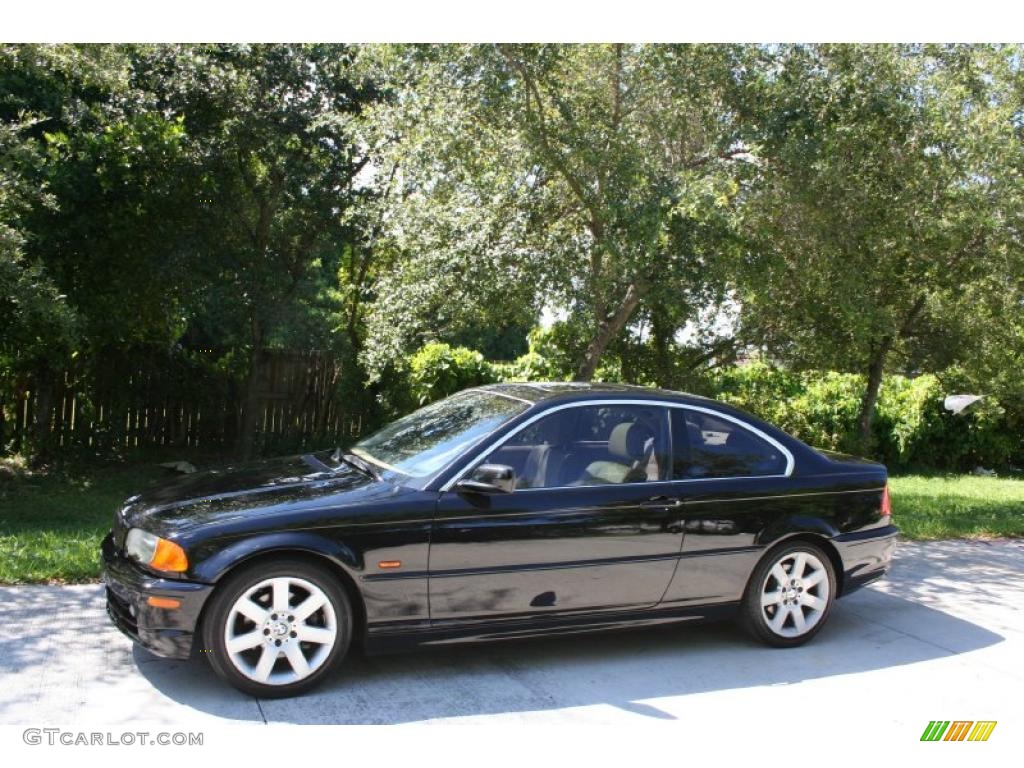 2001 3 Series 325i Coupe - Jet Black / Sand photo #2