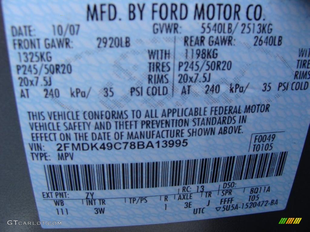 2008 Edge Color Code ZY for Vapor Silver Metallic Photo #37938034