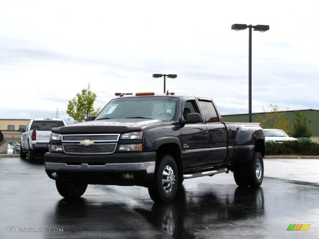 2007 Silverado 3500HD Classic LT Crew Cab 4x4 Dually - Dark Blue Metallic / Tan photo #13