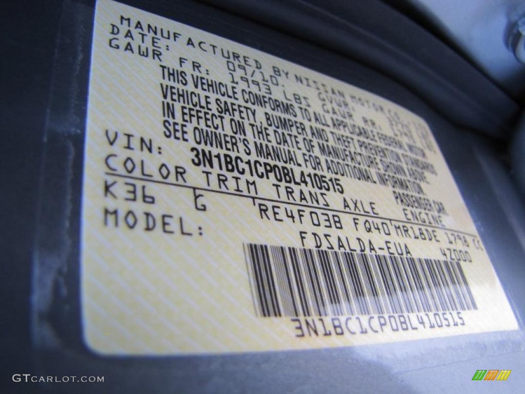 2011 Versa Color Code K36 for Magnetic Gray Metallic Photo #37946992