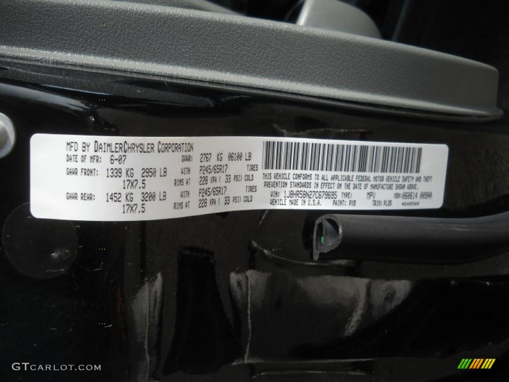 2007 Grand Cherokee Color Code PX8 for Black Photo #37947080