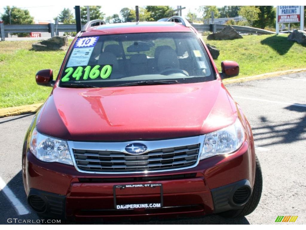 2010 Forester 2.5 X Premium - Camellia Red Pearl / Platinum photo #2