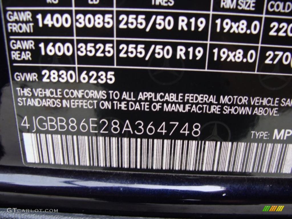 2008 Mercedes-Benz ML 350 4Matic Info Tag Photos