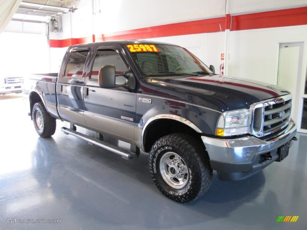 2004 F250 Super Duty Lariat Crew Cab 4x4 - Medium Wedgewood Blue Metallic / Medium Parchment photo #5