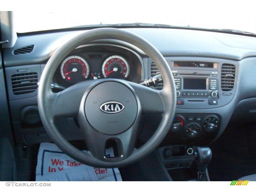 2010 Kia Rio LX Sedan Gray Steering Wheel Photo #37959820