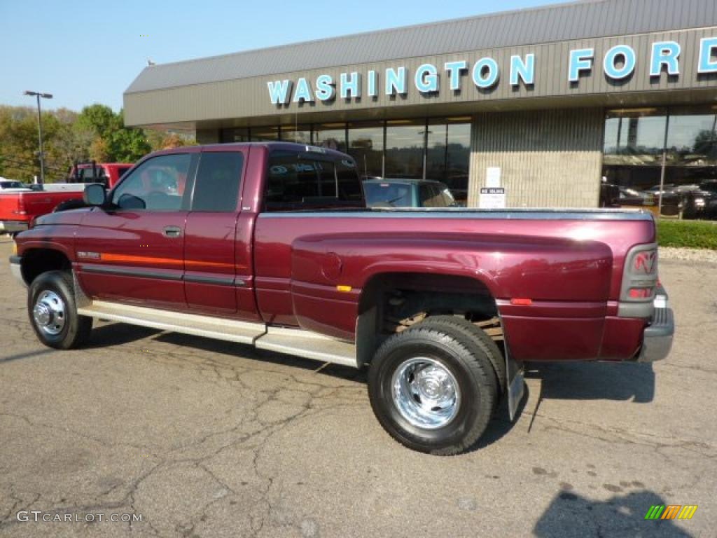 2000 Ram 3500 SLT Extended Cab 4x4 Dually - Dark Garnet Red Pearl / Agate photo #2