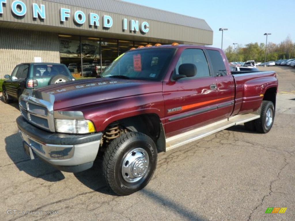 2000 Ram 3500 SLT Extended Cab 4x4 Dually - Dark Garnet Red Pearl / Agate photo #8