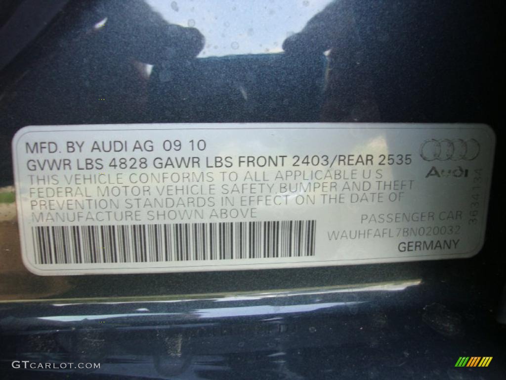 2011 Audi A4 2.0T quattro Sedan Info Tag Photo #37963136