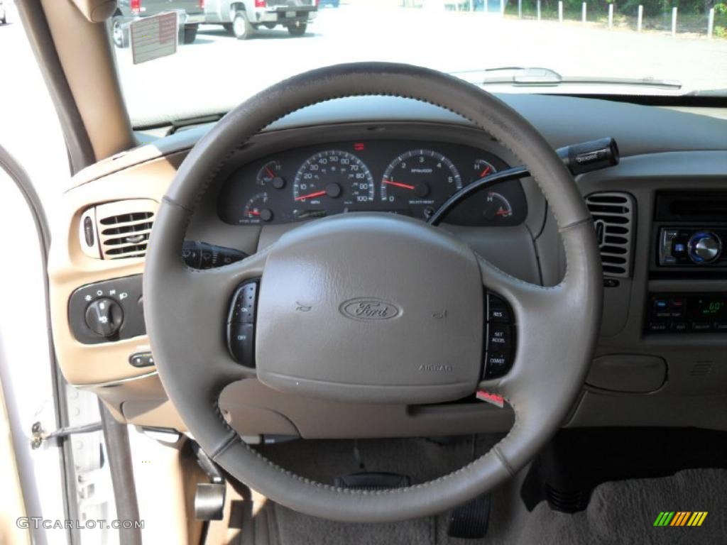 2002 Ford F150 Lariat SuperCrew Medium Parchment Steering Wheel Photo #37966104
