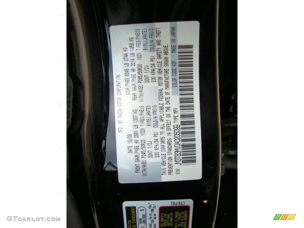 2010 CX-9 Color Code A3F for Brilliant Black Photo #37968672