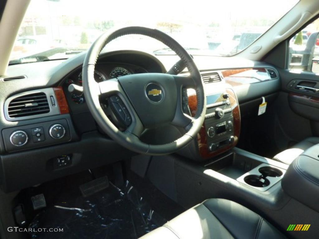 Ebony Interior 2011 Chevrolet Silverado 3500HD LTZ Crew Cab 4x4 Dually Photo #37969592
