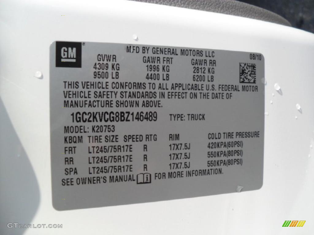 2011 Chevrolet Silverado 2500HD Extended Cab 4x4 Info Tag Photo #37970172