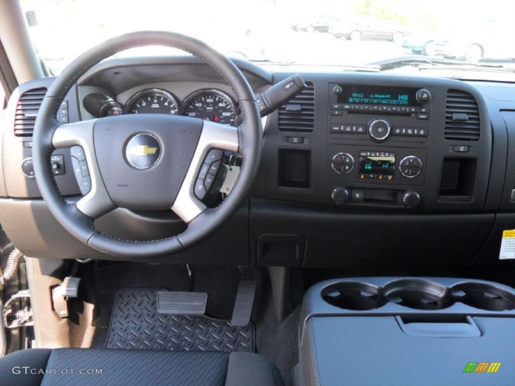 2011 Silverado 1500 LT Extended Cab - Steel Green Metallic / Ebony photo #14