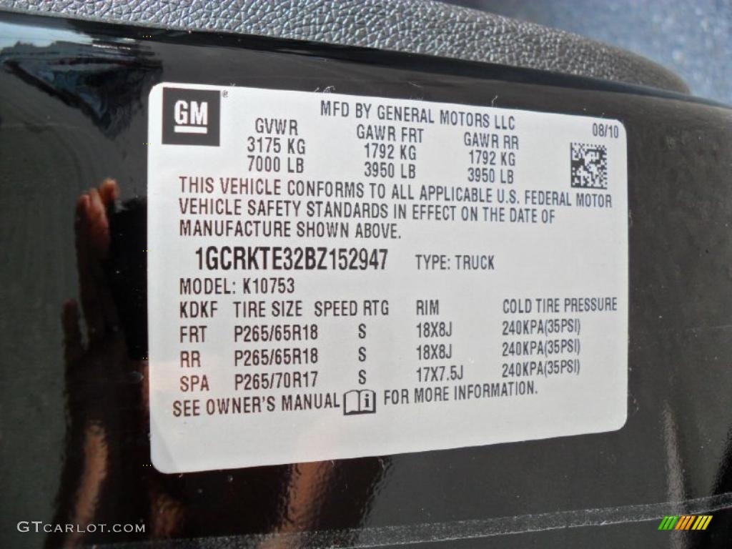 2011 Chevrolet Silverado 1500 LTZ Extended Cab 4x4 Info Tag Photos