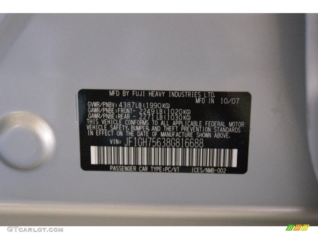 2008 Subaru Impreza WRX Wagon Info Tag Photo #37981320