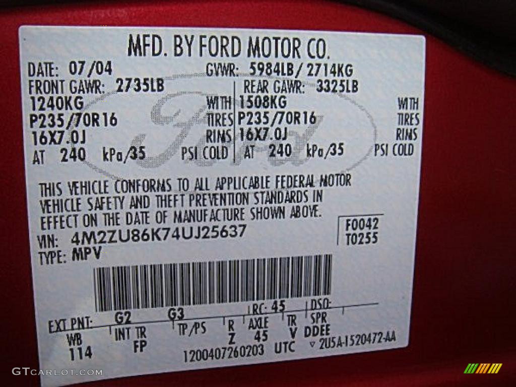 2004 Mountaineer AWD - Vivid Red Metallic / Medium Dark Parchment photo #27