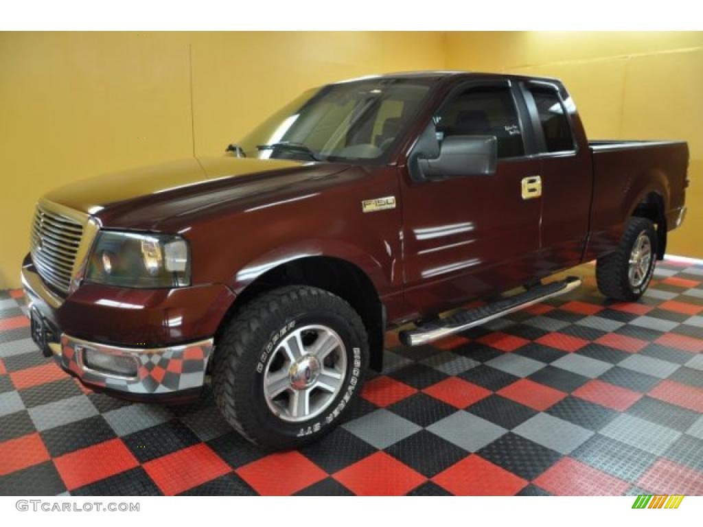 2005 F150 XLT SuperCab 4x4 - Dark Toreador Red Metallic / Medium Flint Grey photo #3