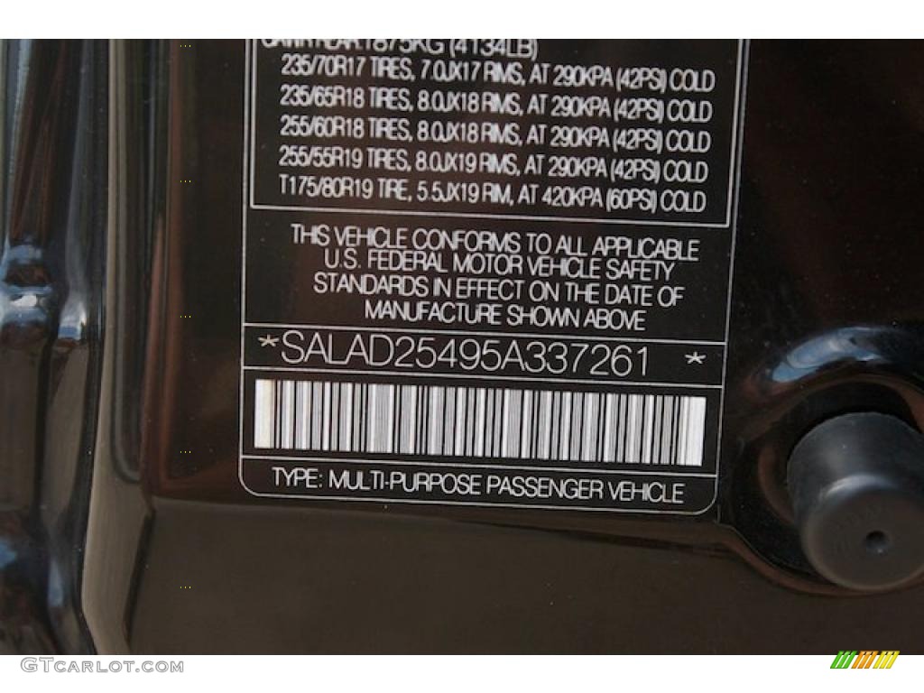 2005 Land Rover LR3 V8 SE Info Tag Photos