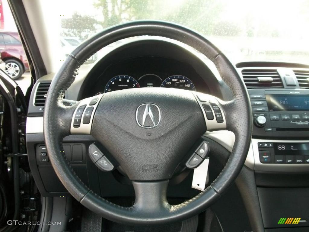 2008 Acura TSX Sedan Ebony Steering Wheel Photo #37994573