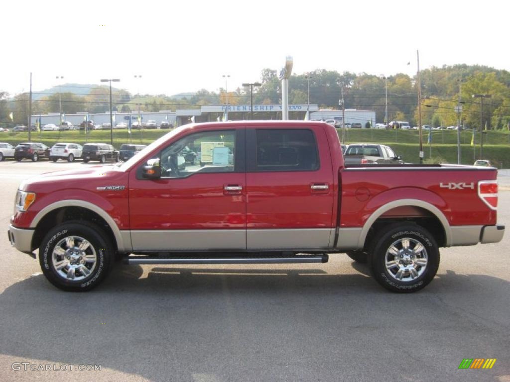 2010 F150 Lariat SuperCrew 4x4 - Red Candy Metallic / Tan photo #1