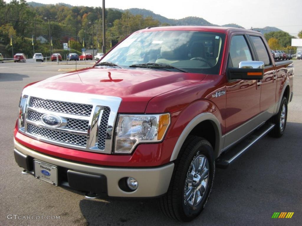 2010 F150 Lariat SuperCrew 4x4 - Red Candy Metallic / Tan photo #2