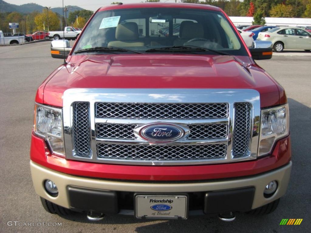 2010 F150 Lariat SuperCrew 4x4 - Red Candy Metallic / Tan photo #3